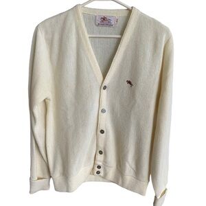 Vintage Steeplechase Horse Cardigan Sweater Adult Small Mens 70s Equestrian